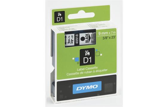 153812 Dymo 40910 Tape DYMO D1 9 mm x 7 m sort p&#229; klar 